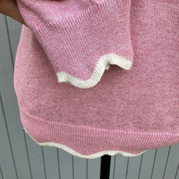 Pretty in Pink Sweater with White Trim - Picture 8 of 9